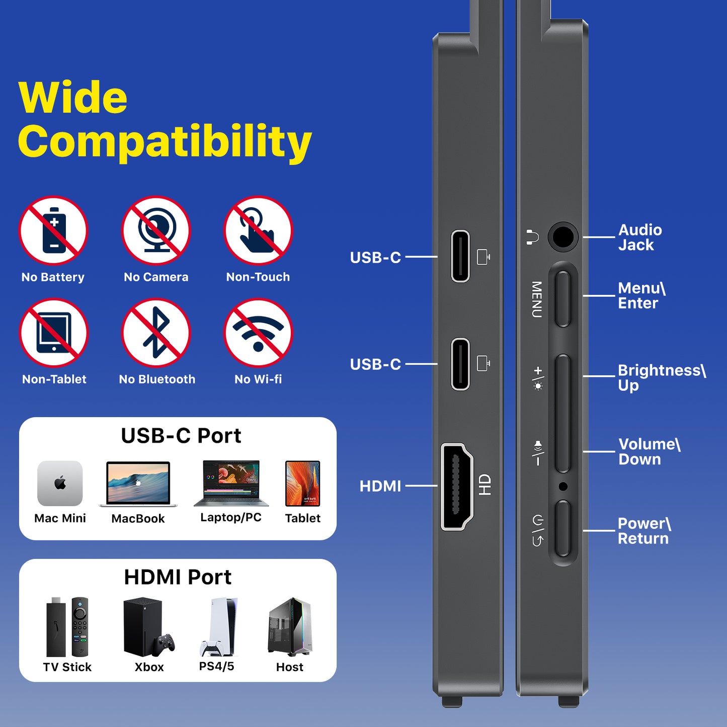 VisionOwl Large Portable Monitor 17.3-Inch 4K UHD 600 nits Laptop Monitor 150% sRGB USB-C HDMI IPS Portable Screen for Laptop PC Mac PS5 Xbox Built-in Kickstand Speakers VESA Mountable