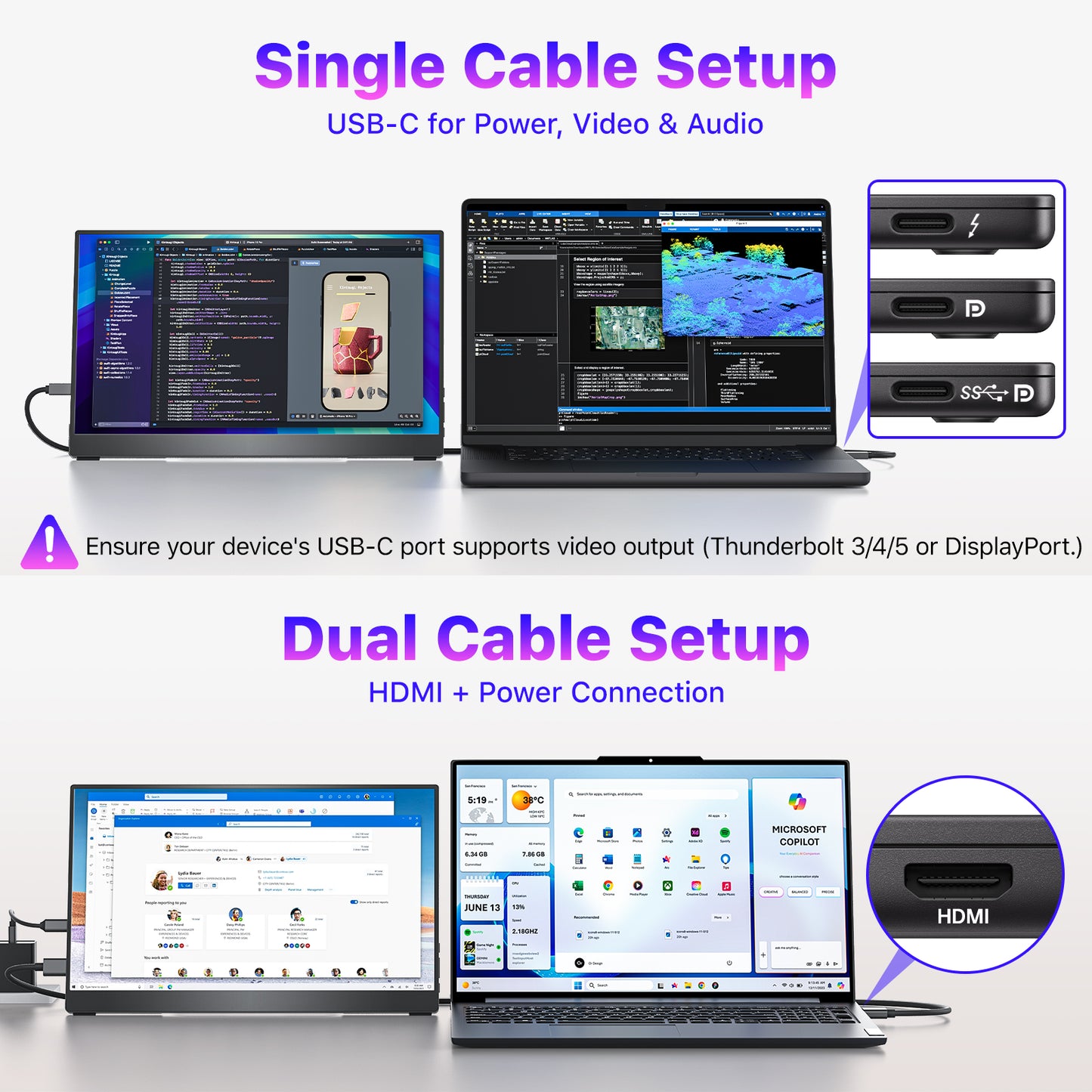VisionOwl Portable Monitor 15.6 Inch 4K UHD 145% sRGB Second Screen, USB-C HDMI HDR FreeSync Travel Monitor for Laptop MacBook PC PS5 Xbox, VESA Mountable, with Speakers, Adjustable Kickstand