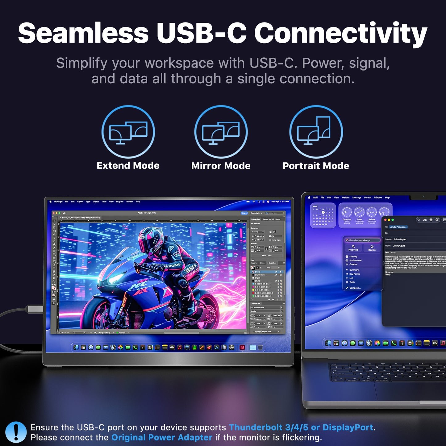 VisionOwl Portable Monitor 16 Inch 2.5K QHD 144Hz 16:10 Second Screen, USB-C HDMI HDR Travel Monitor for Laptop PC MacBook PS5 Xbox, VESA Mountable, with Speakers, Built-in Kickstand