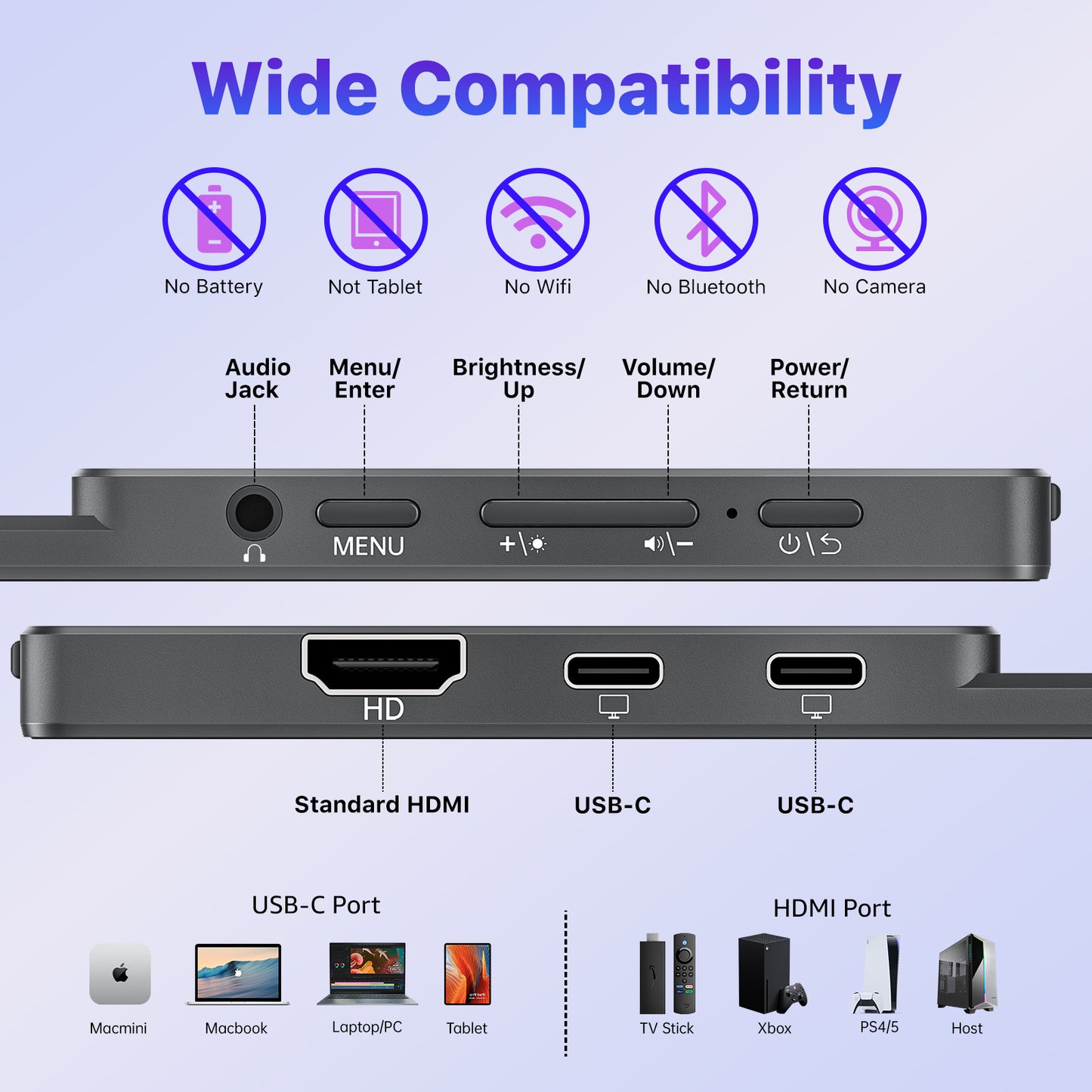 VisionOwl Portable Monitor Touchscreen 15.6 Inch 10-Point Touch Screen with Tempered Glass Laptop Monitor, USB-C HDMI Portable Screen for Laptop PC MacBook, Built-in Kickstand Speakers, VESA Holes