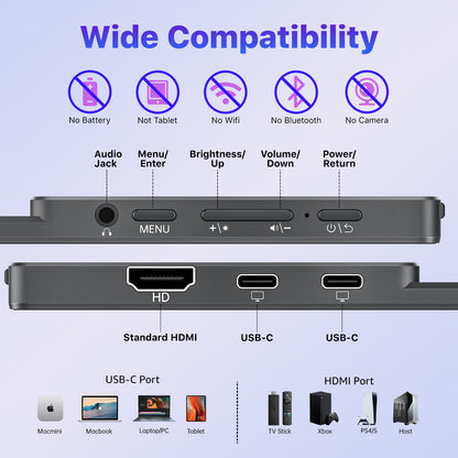 VisionOwl Portable Monitor Touchscreen 15.6 Inch 10-Point Touch Screen with Tempered Glass Laptop Monitor, USB-C HDMI Portable Screen for Laptop PC MacBook, Built-in Kickstand Speakers, VESA Holes