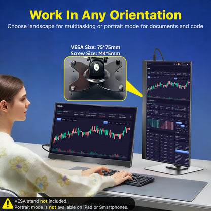 VisionOwl Large Portable Monitor 17.3-Inch 4K UHD 600 nits Laptop Monitor 150% sRGB USB-C HDMI IPS Portable Screen for Laptop PC Mac PS5 Xbox Built-in Kickstand Speakers VESA Mountable