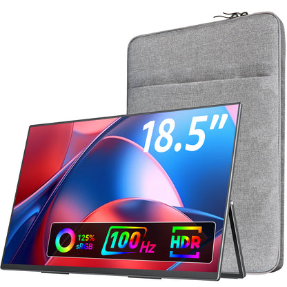 VisionOwl Large Portable Monitor-18.5 Inch Computer Gaming Display 100Hz 125% sRGB FHD 1080P USB-C HDMI IPS Screen