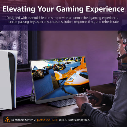 VisionOwl Large Portable Monitor-18.5 Inch Computer Gaming Display 100Hz 125% sRGB FHD 1080P USB-C HDMI IPS Screen